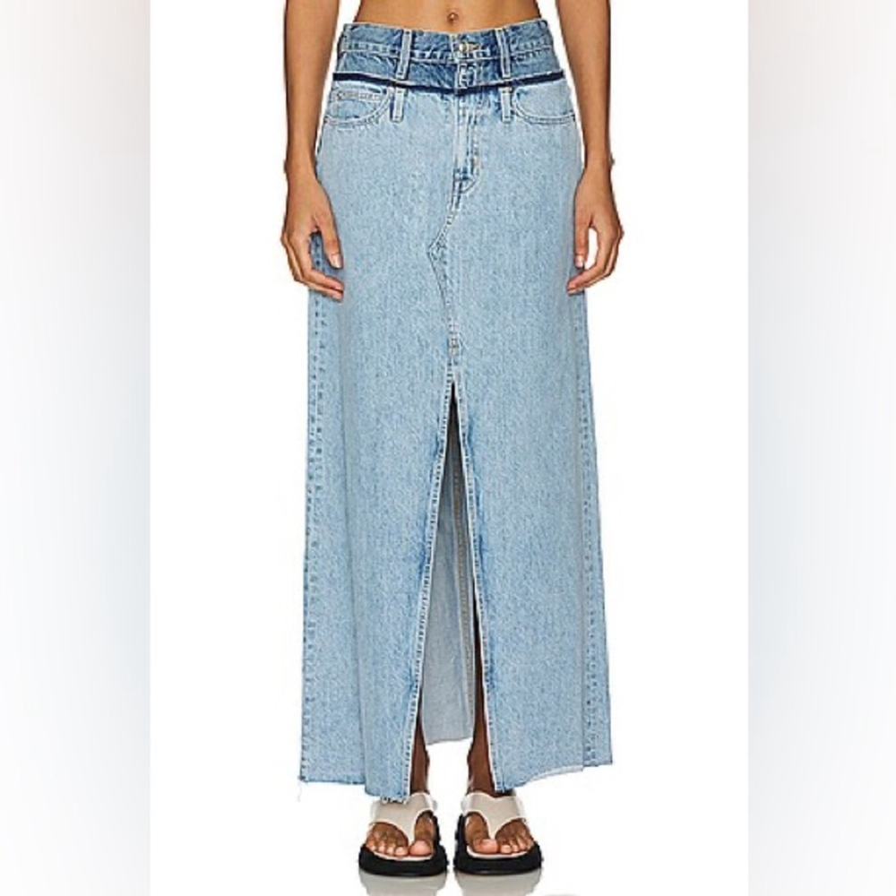 SLVRLAKE Sz 31 Rework Dallas Double Waistband Denim Maxi Skirt In Twin Valley